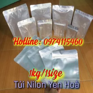 1kg túi zip đáy đứng mặt bạc mặt trong hàng đẹp