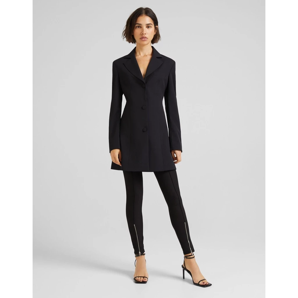 BERSHKA Đức - Áo đầm vest đen hở lưng thắt dây hai lớp có độn vai auth chính hãng có sẵn size XS - M 6377/168 váy