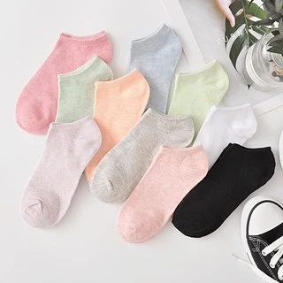 Vớ Cotton Unisex Cổ Cao Đến Mắt Cá Chân Thời Trang 10 Màu Tùy Chọn