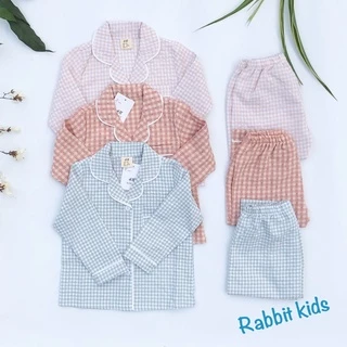 Đồ Bộ Pijama Dài Tay Hàn Quốc Bé Trai Bé Gái 💝FREESHIP💝 Quần Áo Pizama Cho Bé Kẻ Caro Chất Liệu Đũi Tằm Ý Cao Cấp