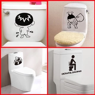 Hình dán decal trang trí toilet, bồn cầu, nhà vệ sinh chống thấm nước họa tiết siêu dễ thương