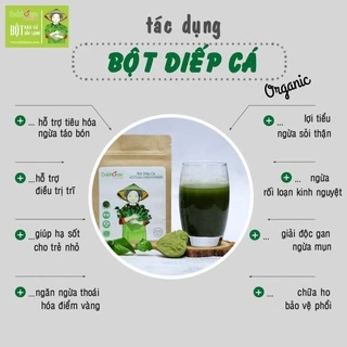 Bột rau diếp cá hữu cơ nguyên chất Dalahouse 60gr công nghệ sấy lạnh đạt tiêu chuẩn Châu Âu