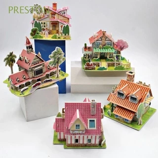 PRESTON White Card Handmade House Model Children Gift Building Model 3D Stereo Puzzle Puzzle Toy House Model Assemble Toys Educational Toy Model Toy DIY Handmade Early Learning Toys