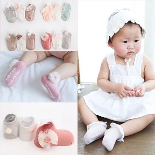 Set 3 Đôi Tất Trẻ Em 100% Cotton Chống Trơn Trượt Hàng Xuất Nhật Tất Cho Bé Gái Từ Sơ Sinh Đến 3 Tuổi PK31