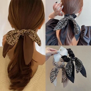 Dây Cột Tóc Scrunchies Màu Đen Thời Trang Hàn Quốc Cho Nữ