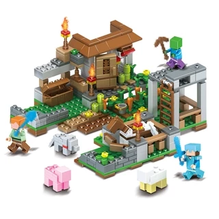 4 TRONG 1 Minecraft Village Khối Xây Dựng Trẻ Em Tự Làm Đồ Chơi Giáo Dục Trẻ Em Quà Tặng Thế Giới Của Tôi Gạch