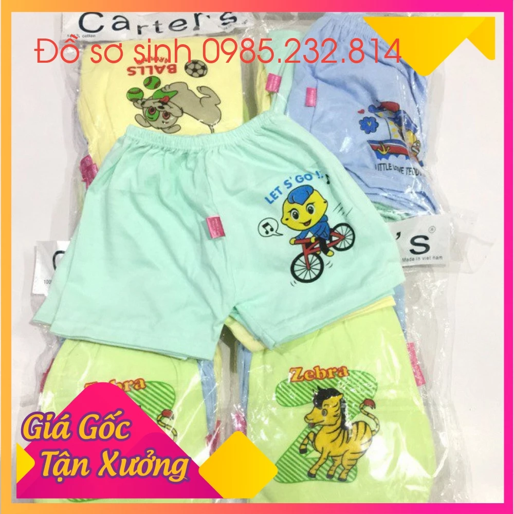 Set 10 quần chục cotton đùi in hình mùa hè, quần cộc mùa hè trẻ em