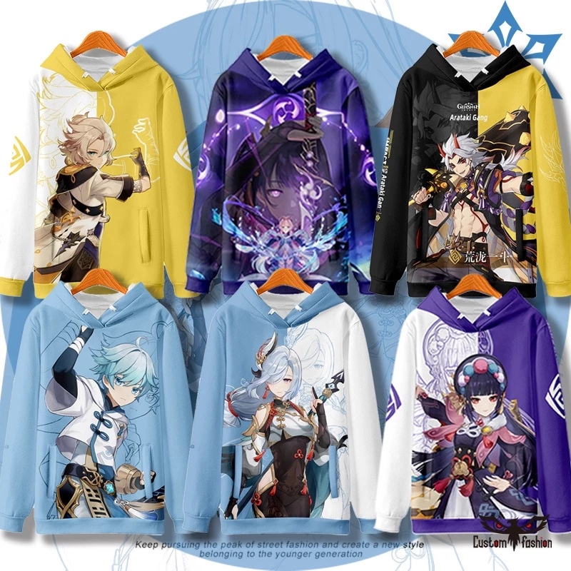 【CustomFashion】 Áo Khoác Hoodie Tay Dài In Hình Albedo Arataki Gang Sayu Chongyun Shenhe 3D Dành Cho Nam Và Trẻ Em