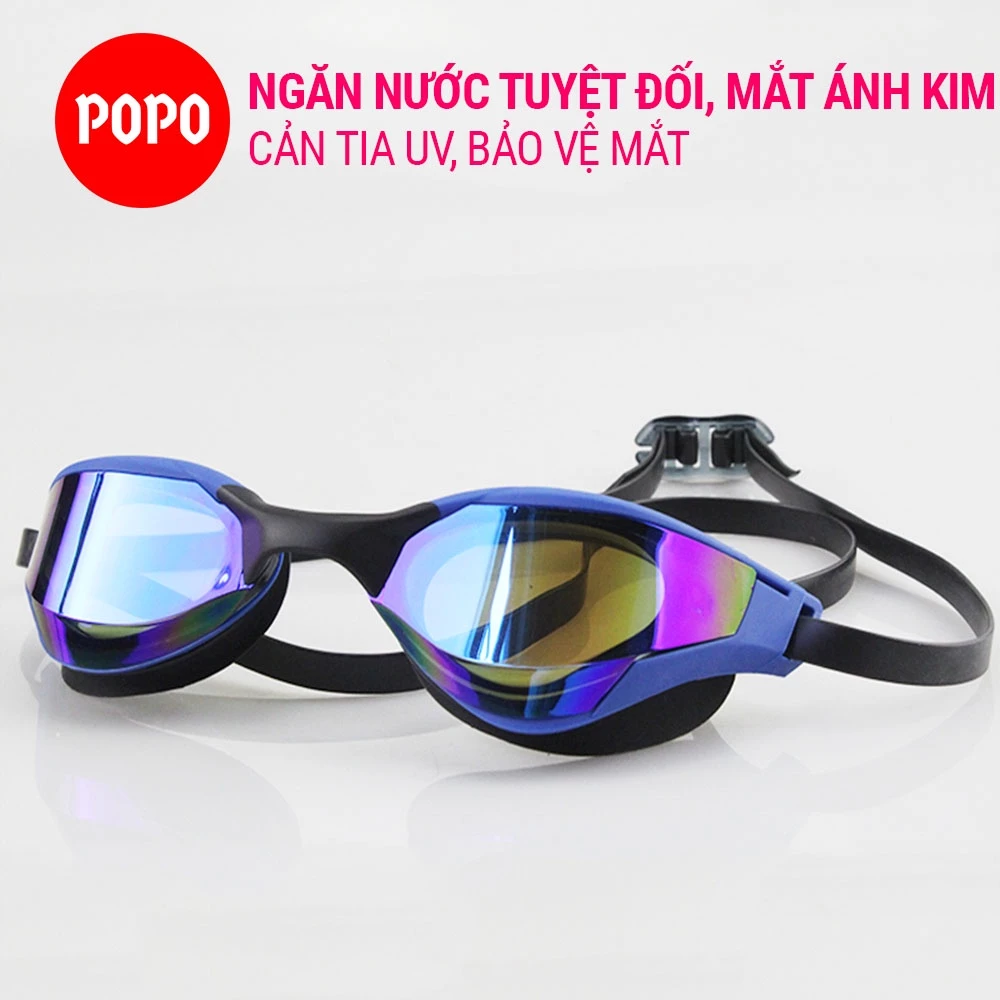 Kính bơi người lớn tráng gương POPO 720 chính hãng cản tia UV, chống sương mờ