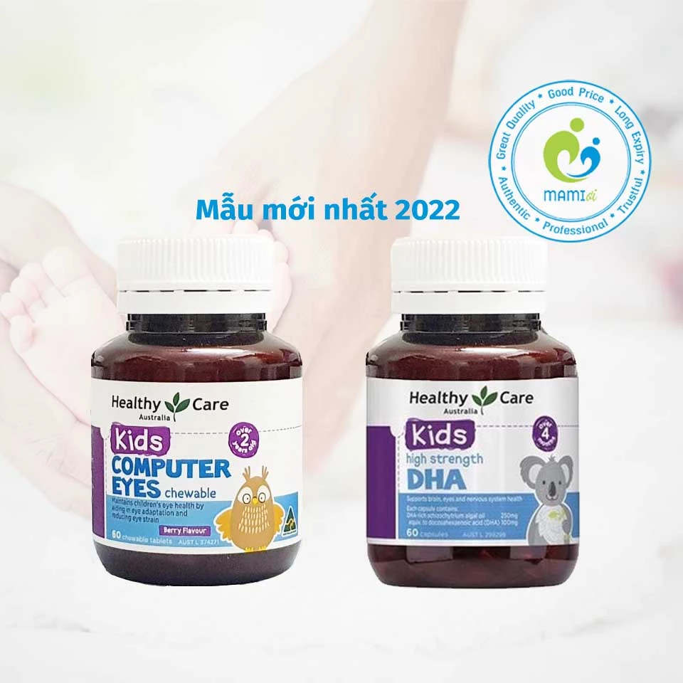 Viên uống DHA (60v) bổ sung omega-3 cho trí não bé từ 4 tháng tuối Healthy Care Kids High Strength DHA, Úc