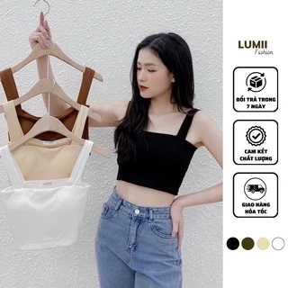 Áo 2 dây croptop bản to có mút ngực - Lumii