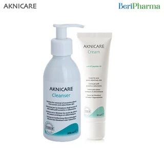 Aknicare Combo Gel Rửa Mặt Cho Da Dầu Mụn Cleanser + Kem Giảm Mụn, Kiểm Soát Nhờn Cream