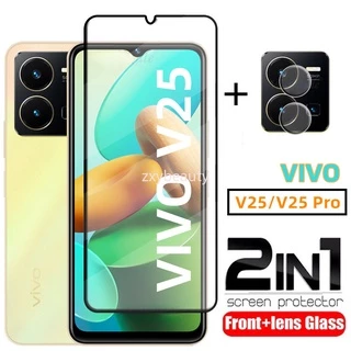 Ốp Điện Thoại Kính Cường Lực 2 Trong 1 Bảo Vệ Ống Kính Máy Ảnh Cho VIVO V25 5G Y35 V25E VIVOV25 Y 35 V25 E