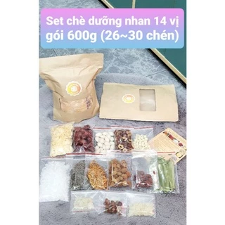 Chè dưỡng nhan Nguyên Liệu. Gói 100g, 50g Tuyết Yến/ Nhựa Đào/ Bồ Mễ/ đông trùng thảo/ hạt sen/ Long nhãn/ kỷ tử -->