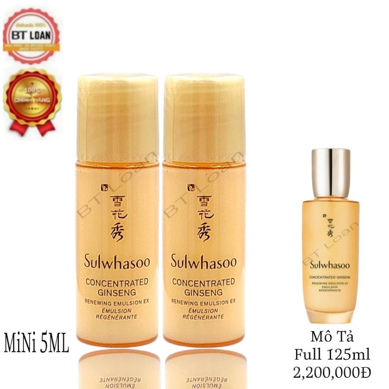 Sửa dưỡng nhân sâm trẻ hóa làn da chống nhăn da sulwhasoo ginseng emulsion 5ml