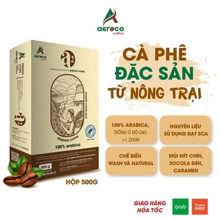 Mã Video -20%_Hộp 500g Cà phê đặc sản hạt rang A2 AEROCO COFFEE nguyên chất 100%, vị đắng chua, cafe pha máy và phin