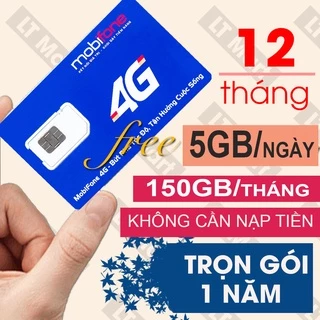 Sim 4g Mobifone trọn gói 1 năm 150GB/tháng (5GB/ngày) Trọn gói không cần nạp tiền Sim 4G 11FD50/11MDT50