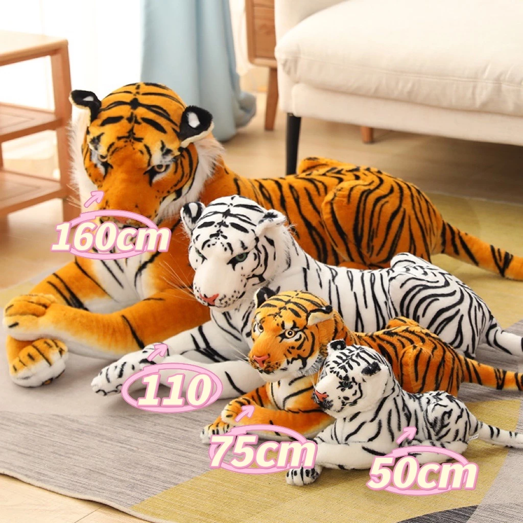 🐯Rất nhiều kích thước🐯Thú nhồi bông hình hổ màu vàng/trắng mềm mại 50/75/160cm