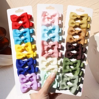 RainBow Bows Set 10 Kẹp Tóc Nơ Nhiều Màu Sắc Cho Bé Gái