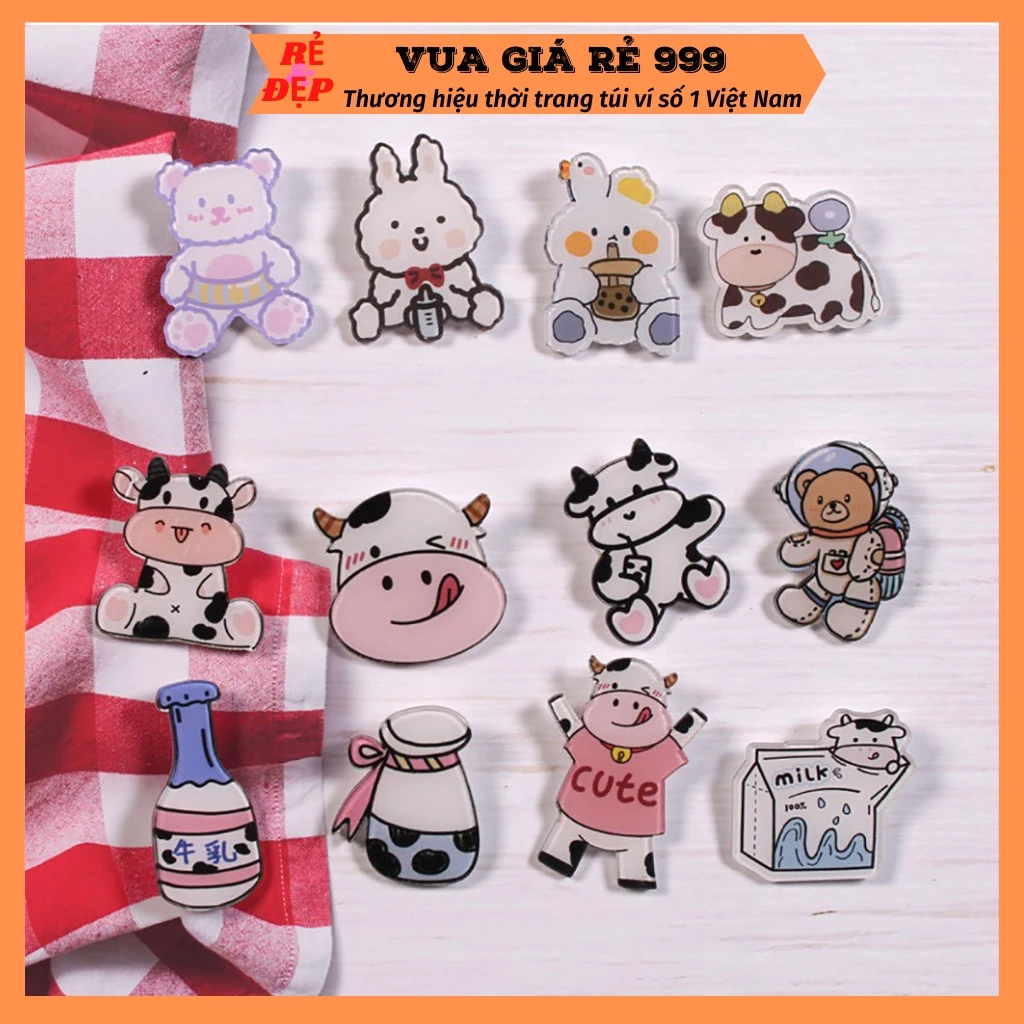 COMBO 10 Sticker phụ kiện gim cài trang trí balo túi ví xinh xắn dễ thương VUAGIARE999 ST300