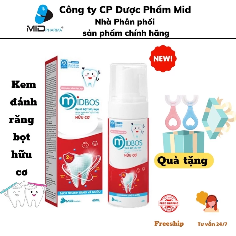 Kem đánh răng hữu cơ Midbos an toàn nuốt được cho bé từ 1 tuổi