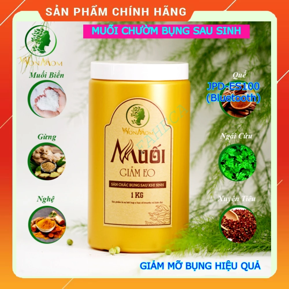 Muối quấn bụng sau sinh WONMOM hủ 1kg, chườm bụng giảm eo, giảm mỡ bụng, săn chắc bụng, co hồi tử cung, làm ấm bụng