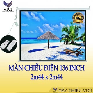 Màn chiếu điện 136inch - 2m44 x 2m44. Màn chiếu chắc chắn, thiết kế sang trọng, vải màn chống mốc cao