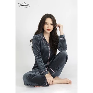 Đồ Bộ Thu Đông Nữ Pijama Cao Cấp VADESI Dài Tay Nhung Tăm Giữ Nhiệt Ấm Mùa Đông Mặc Nhà Sau Sinh Đẹp Mềm Mại Khả Năng