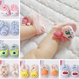 Sơ Sinh Tất Bé Gái Bé Trai Hello Kitty Doremon Tất Trẻ Em Dễ Thương Tập Đi Giày Trẻ Sơ Sinh Cotton Hoạt Hình Tầng Đầu Tiên Đi Bộ Tất