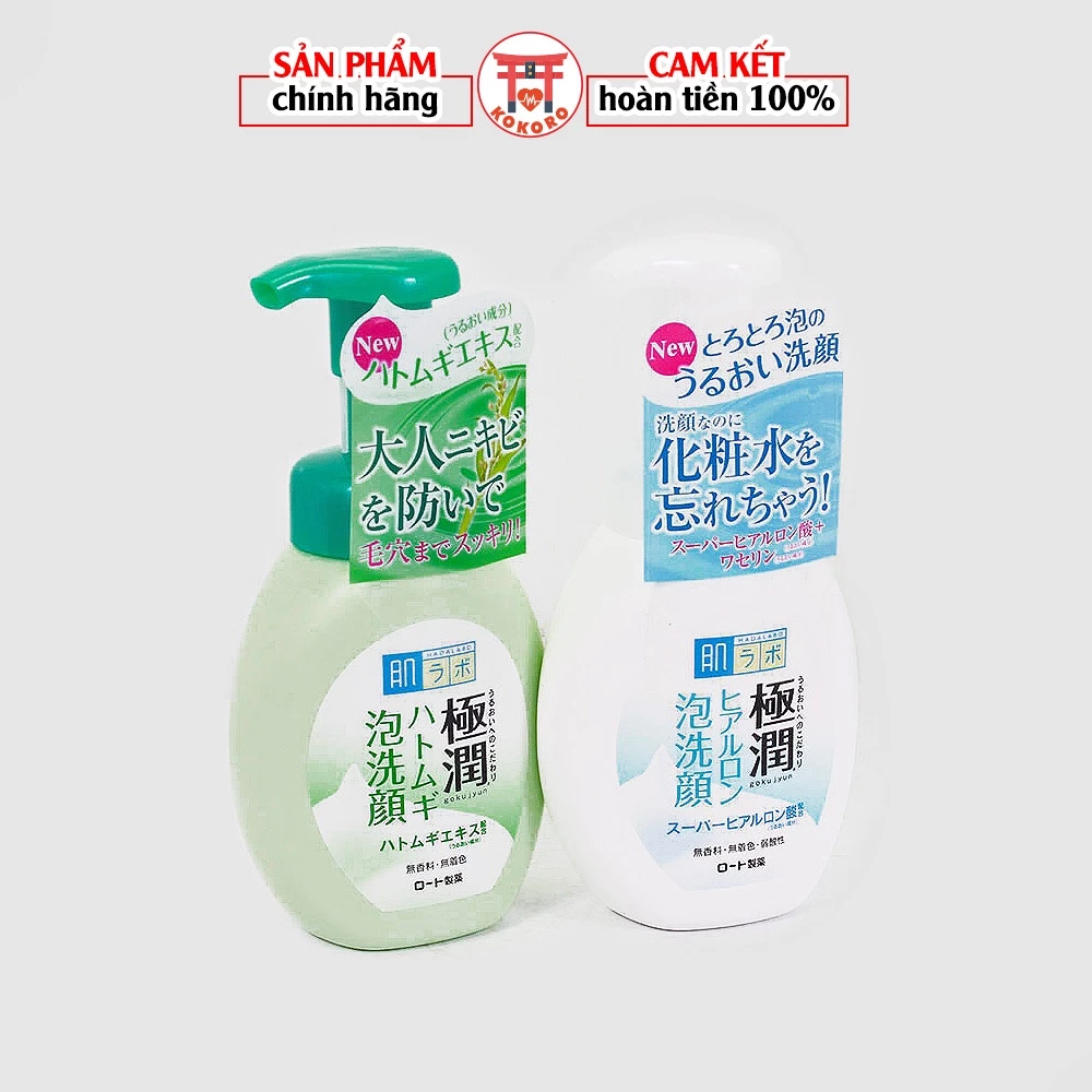 Sữa rửa mặt tạo bọt HADA LABO chai vòi 160ml nội địa Nhật cho da dầu mụn và da khô