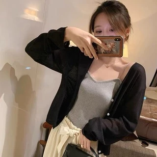 Áo Khoác Cardigan Dệt Kim Mỏng Chống Nắng Thời Trang Mùa Hè Cho Nữ