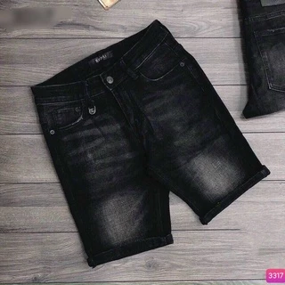 Quần Short Jean, Đùi Rin Đen Xanh Trơn Dáng Ôm Basic Nam Co Giãn 4 chiều M112