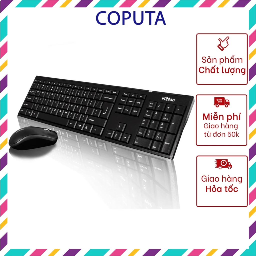 Bàn phím chuột máy tính Coputa bàn văn phòng cơ bàn phím chuột chơi game có dây Fuhlen A120G