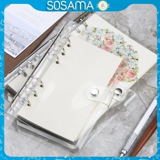 Bìa sổ còng binder SOSAMA sổ còng size A5 A6 trong suốt 6 lỗ phụ kiện chia giấy, túi đựng tiện dụng SN-001342