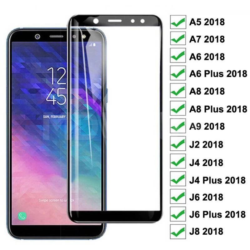 Kính cường lực 9D bảo vệ màn hình cho Samsung Galaxy A6 A8 J4 J6 Plus 2018 A5 A7 A9 J2 J8 2018