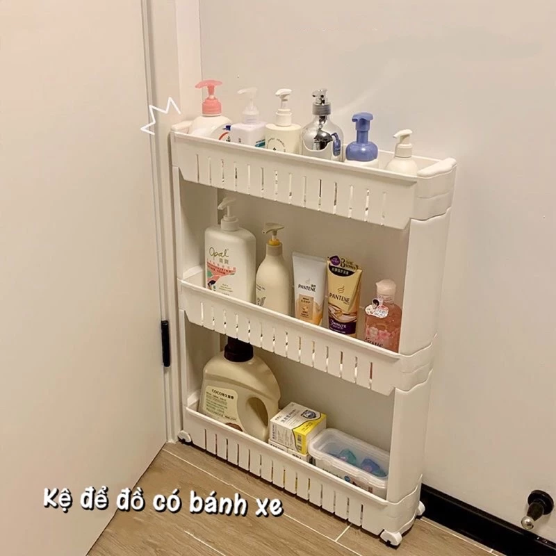 Kệ để đồ đa năng có bánh xe phòng tắm kệ để khe cửa phòng bếp