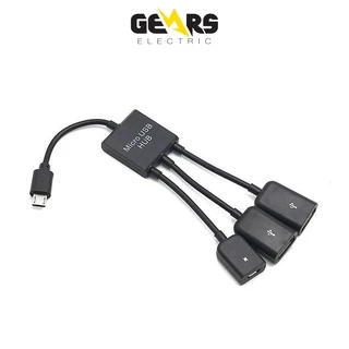 Cáp OTG 3 Đầu Micro USB Cho Điện Thoại Android Kết Nối Với Chuột Và Bàn Phím -Cáp USB Cho Android -OTG Cable 3 In 1 GEAR