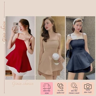 Áo 2 dây thiết kế peplum tà chéo vải cotton