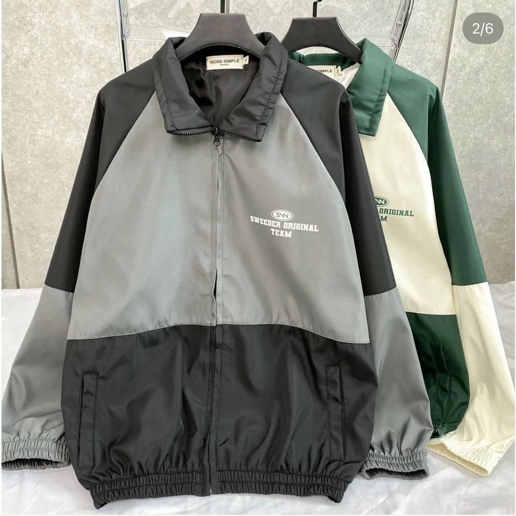Áo Khoác Dù Phối Màu in Logo Nam Nữ Ulzzang Unisex Form Rộng Bomber Jacket fammilyshop