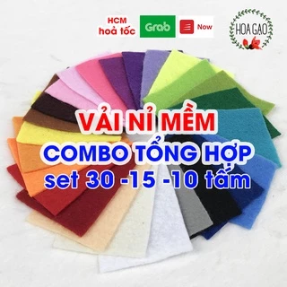 Combo set vải dạ vải nỉ mềm làm đồ handmade HOA GẠO GNMB 30 tấm handmade nguyên liệu dễ cắt diy giá rẻ