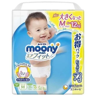 (Lẻ 10 miếng L) Bỉm /Tã Moony Xanh cộng miếng/ siêu cộng/ Natural/Tiêu chuẩn nội địa Nhật đủ size L54/ L44