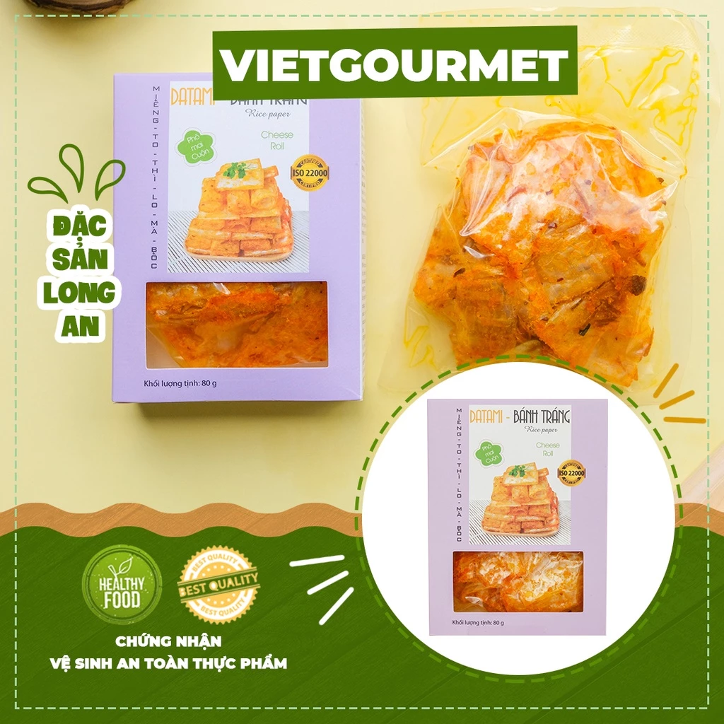 Bánh tráng phô mai cuộn Datami hộp 80g, vị đặc biệt dai thơm cay cay, ăn vặt Hà Nội.