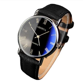 Đồng hồ nam Đồng hồ đeo tay da thời trang Blu-Ray La Mã Literal Kinh doanh Đồng hồ nam Thương hiệu Đồng hồ thạch anh