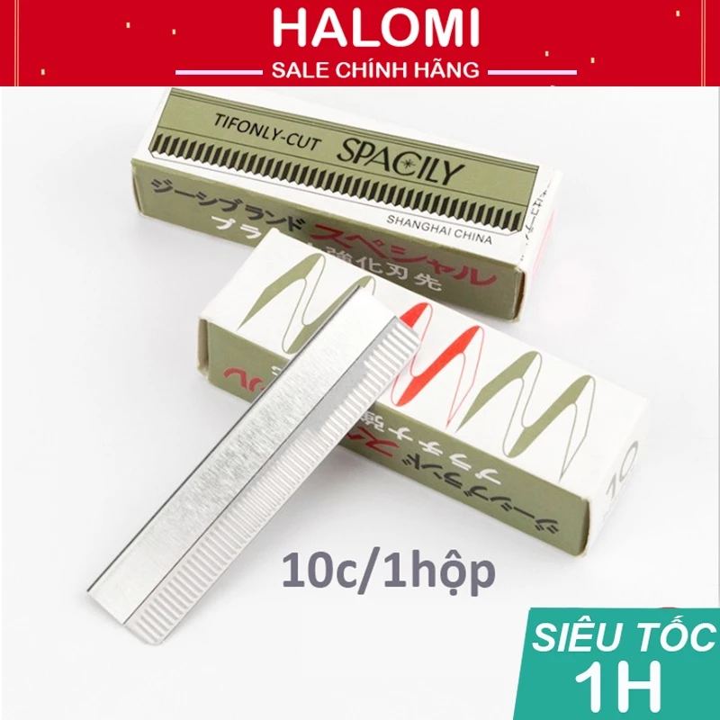 Bộ 10 lưỡi dao cạo lông mày Spacily Nhật bằng kim loại tiện lợi HALOMI chính hãng