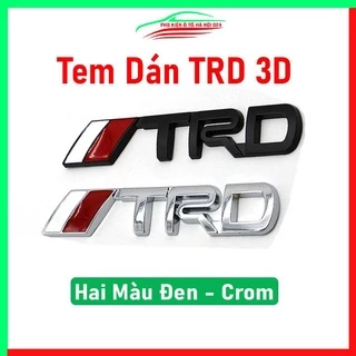 Logo tem dán chữ nổi TRD dùng dán đuôi cho xe ô tô hai màu đen mạ crom