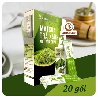 Bột Matcha Trà Xanh Behena Hộp 50g (20 gói x 2.5gr) - Sấy Lạnh Nguyên Chất đắp mặt làm đẹp da