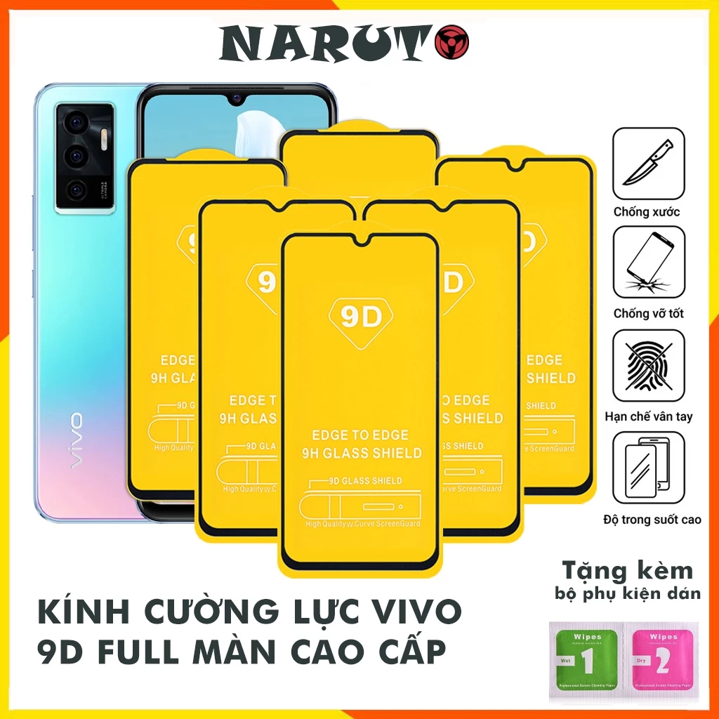 Cường lực Vivo V23e V21e V20se Y53s Y55 Y51a Y72 T1 Pro Y76 Y02s Y53s Y32 V19Neo V11i Y97 X30 Pro V17 Full Màn Kính [9D]