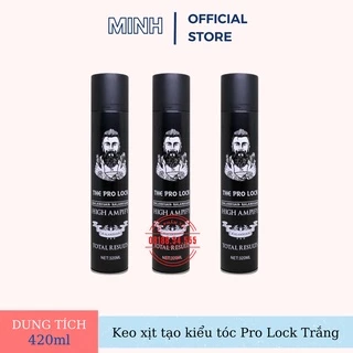 Gôm, keo xịt tóc THE PRO LOCK Trắng 420ml tạo kiểu giữ nếp cho tóc. HÀNG CHÍNH HÃNG .