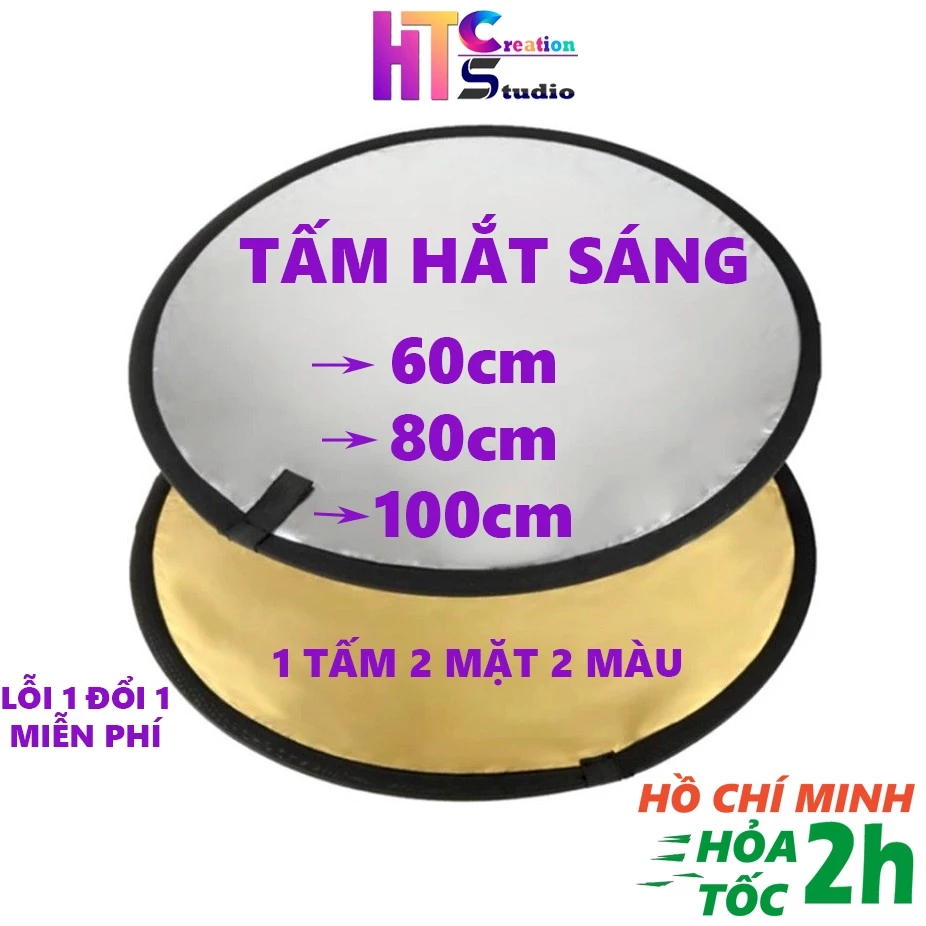 Tấm Hắt Sáng Chụp Ảnh Tròn Kích Thước 80cm và 100cm, 2 màu vàng/ bạc trong 1 sản phẩm, dùng cho chụp hình chuyên nghiệp