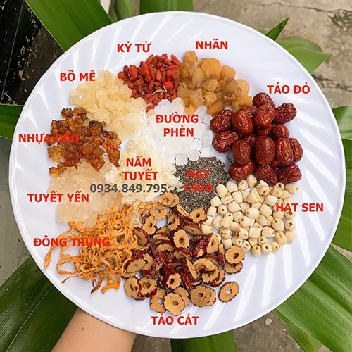 Set 300g chè dưỡng nhan 10 vị có đường phèn nấu 5-6 chai 330ml